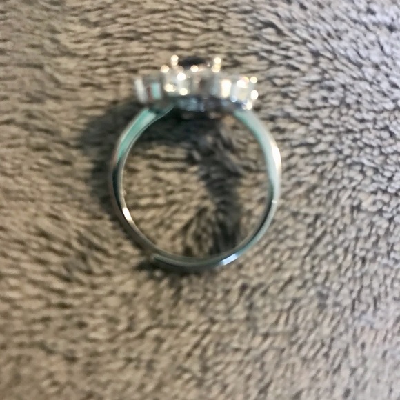 Blue Moissanite Flower Ring Certified - Picture 4 of 6
